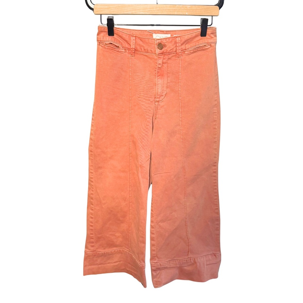 CHINO by Anthropologie Wide Leg Cropped Chino Pants Amber Classic Preppy Casual